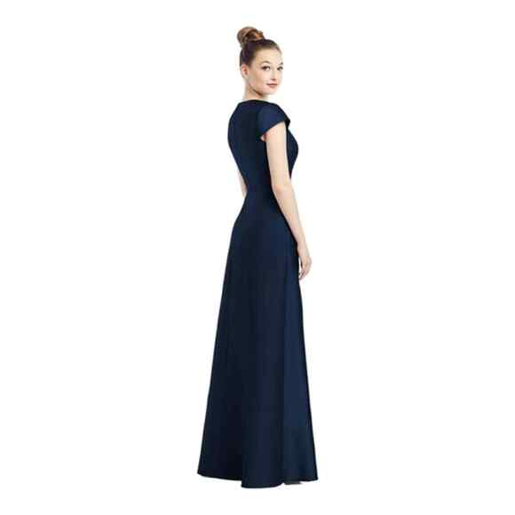Alfred Sung D779 V-Neck Satin CAP Sleeve Pockets Midnight Dress Gown Size 2 - Picture 7 of 7